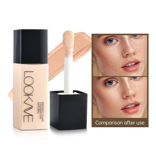 LOOKAVE Liquid Foundation Long Lasting Full Coverage Matte Cream CC Foundation Makeup Concealer Natural Liquid Base Moistur U1W8