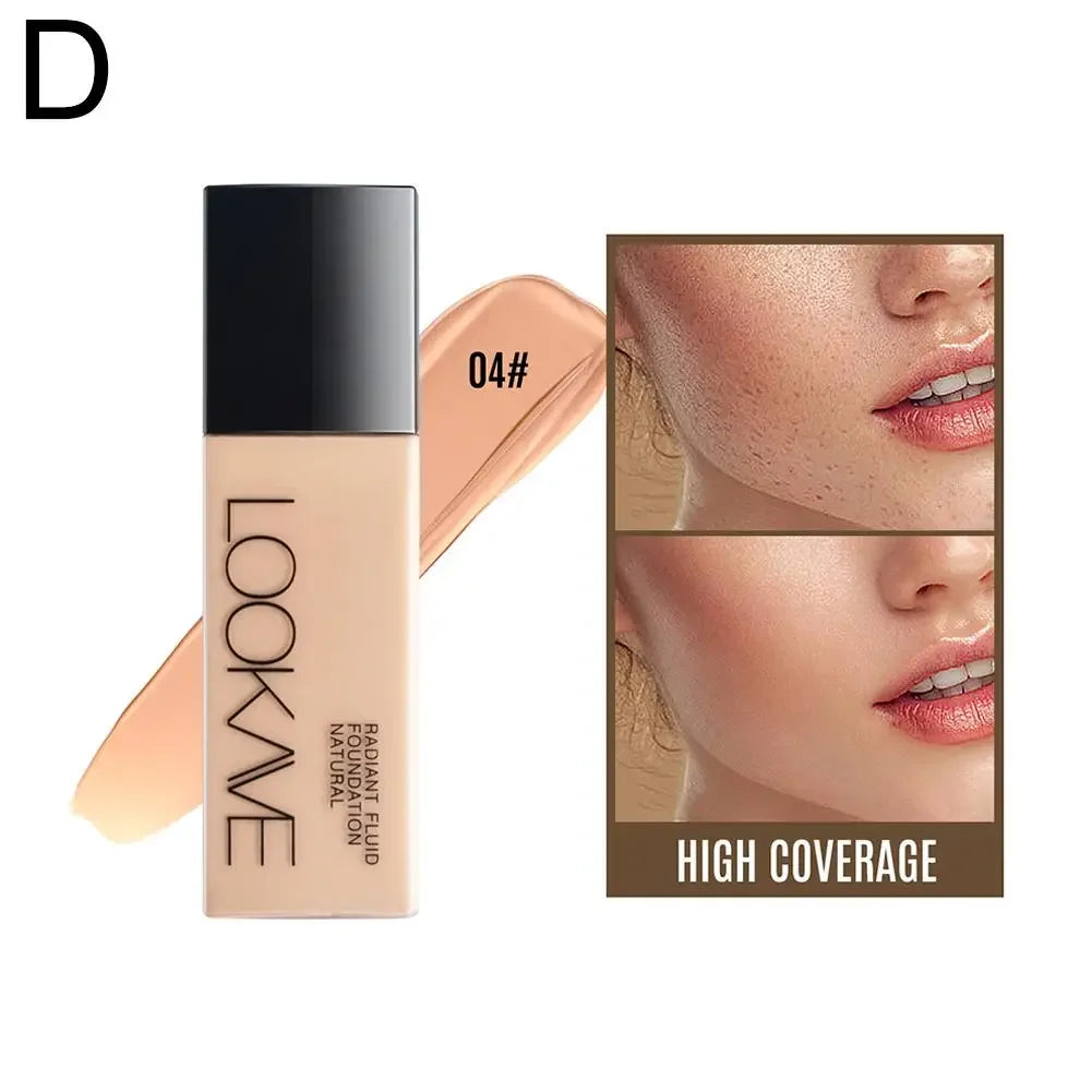 LOOKAVE Liquid Foundation Long Lasting Full Coverage Matte Cream CC Foundation Makeup Concealer Natural Liquid Base Moistur U1W8