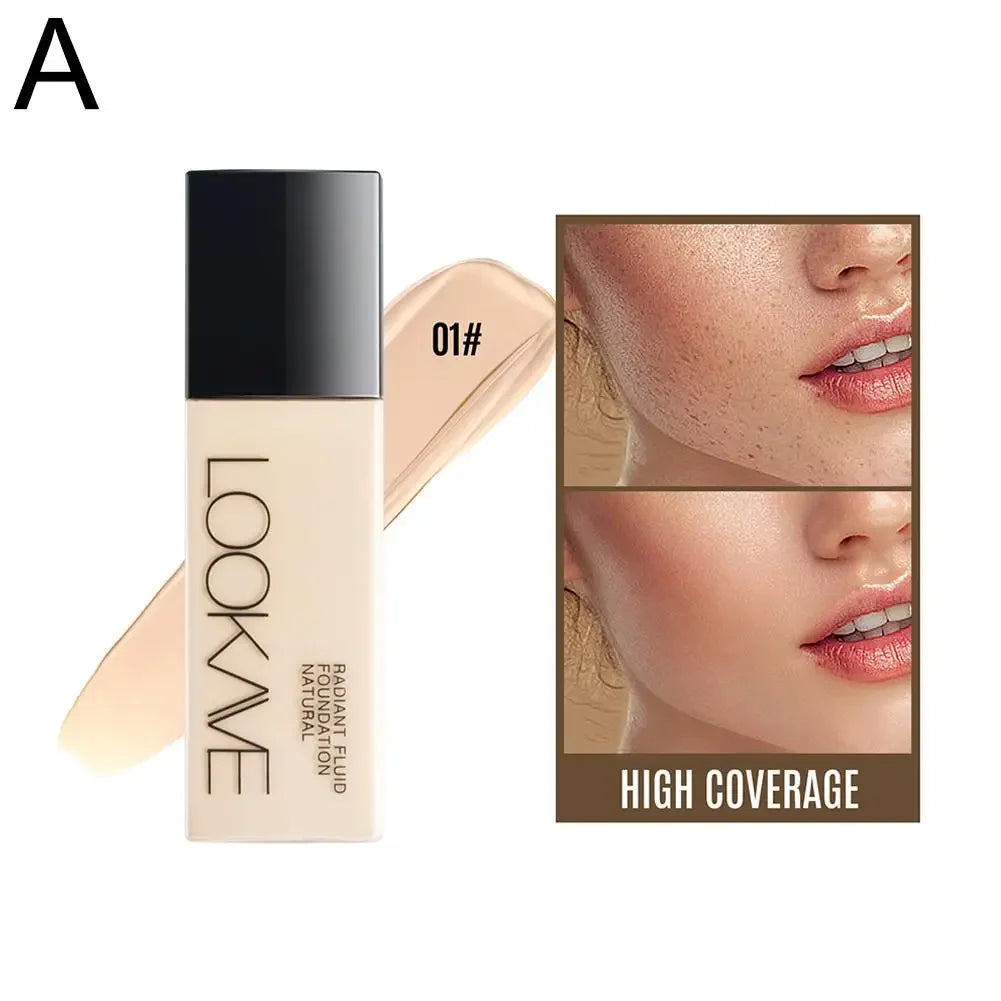 LOOKAVE Liquid Foundation Long Lasting Full Coverage Matte Cream CC Foundation Makeup Concealer Natural Liquid Base Moistur U1W8