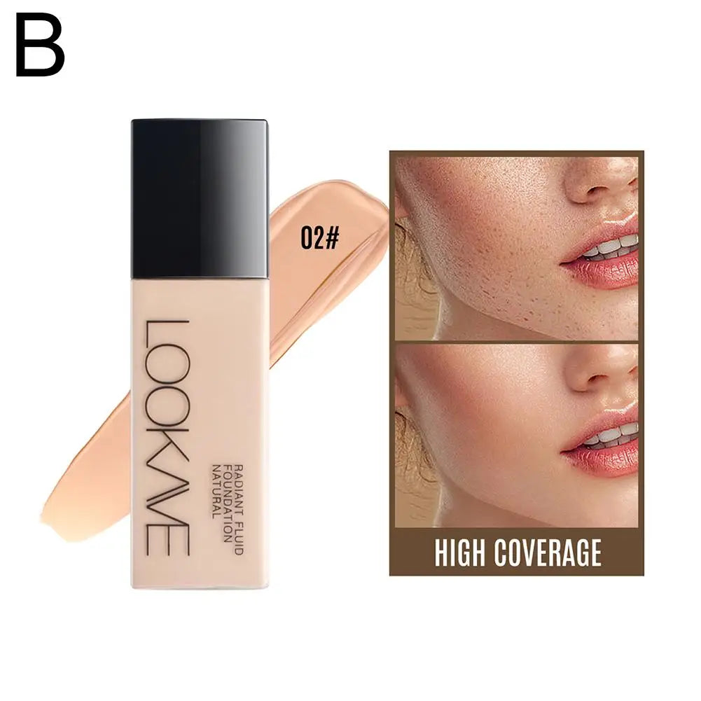 LOOKAVE Liquid Foundation Long Lasting Full Coverage Matte Cream CC Foundation Makeup Concealer Natural Liquid Base Moistur U1W8