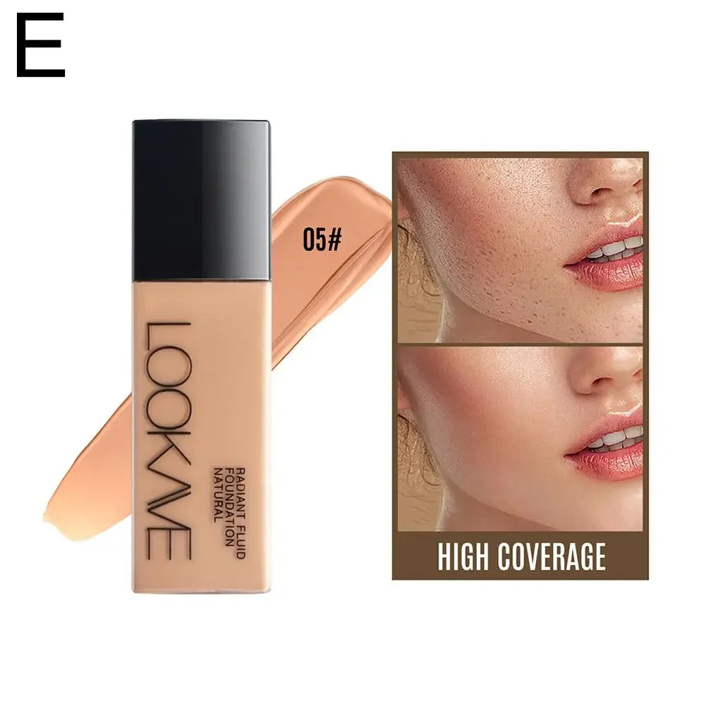 LOOKAVE Liquid Foundation Long Lasting Full Coverage Matte Cream CC Foundation Makeup Concealer Natural Liquid Base Moistur U1W8