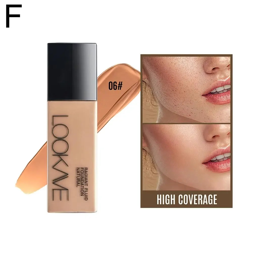 LOOKAVE Liquid Foundation Long Lasting Full Coverage Matte Cream CC Foundation Makeup Concealer Natural Liquid Base Moistur U1W8