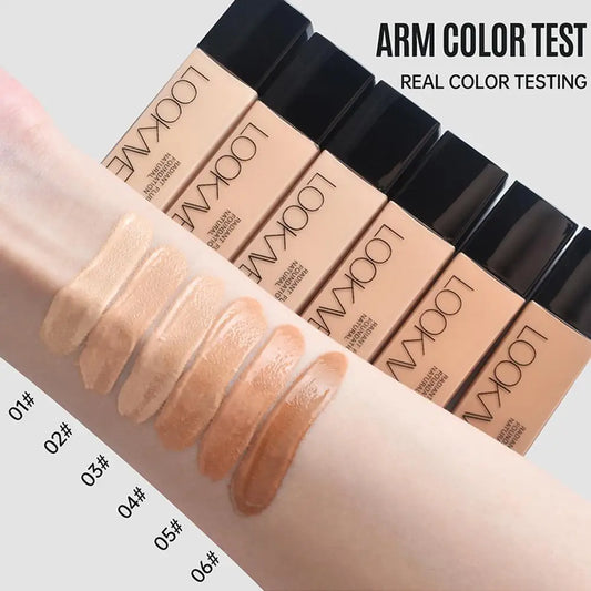 LOOKAVE Liquid Foundation Long Lasting Full Coverage Matte Cream CC Foundation Makeup Concealer Natural Liquid Base Moistur U1W8